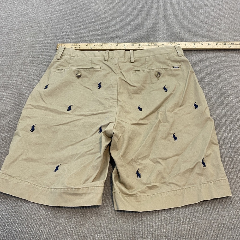 Polo Ralph Lauren Shorts Mens 32 Beige Embroidered Logo Stretch Chino 9" Inseam - Picture 6 of 9